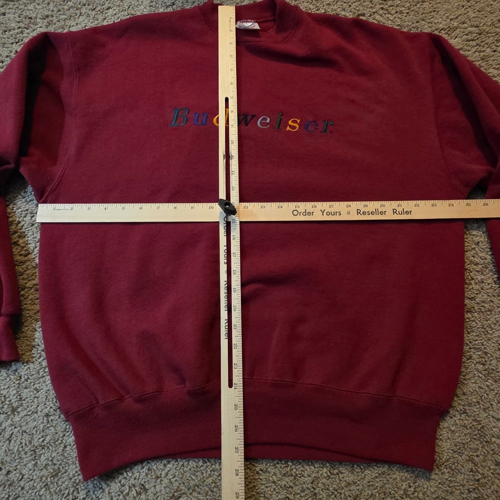 Vintage Hanes Budweiser Sweatshirt Mens XXL Maroon Red Embroidered Logo 90s USA - Picture 5 of 8